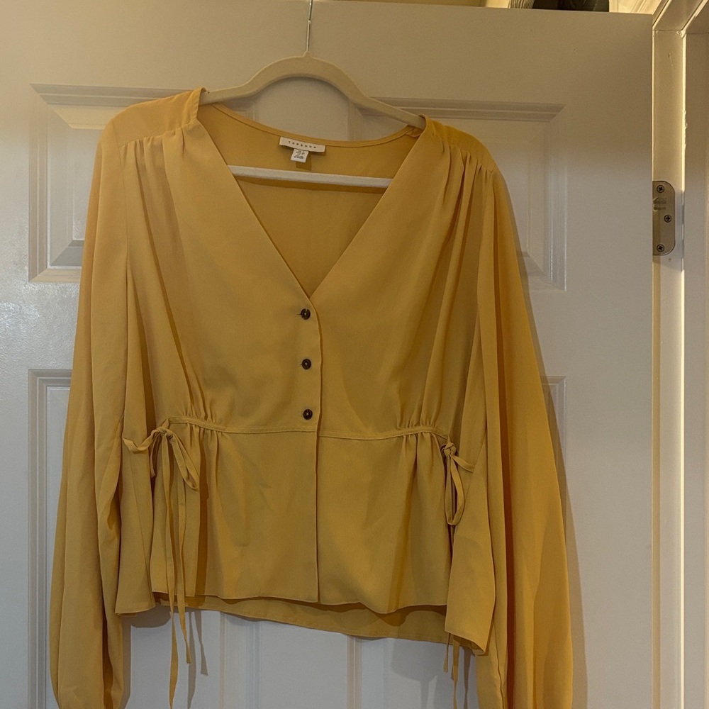 Topshop Yellow Button-Up Blouse